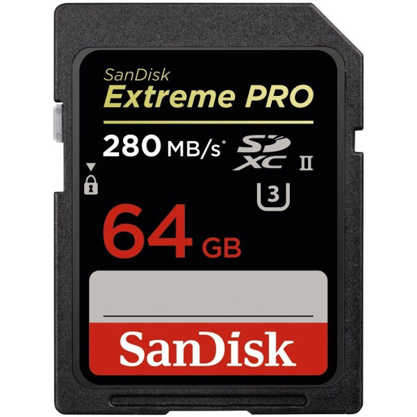 Карта пам'яті SanDisk 64 ГБ SDXC C10 UHS-II R280/W250 МБ/с 4K Extreme Pro